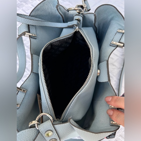 Steven Madden Blue Crossbody Bag with Mini Embossed Scarf Decor - Picture 7 of 8